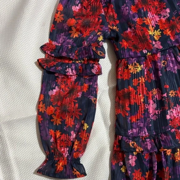 Zac Posen Kids Floral Dress in Red and Purple - Picture 5 of 7